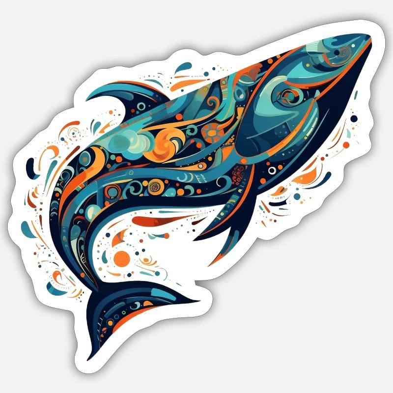 Whale - Abstract - Sticker taille S (10 x 10 cm) - blanc mat