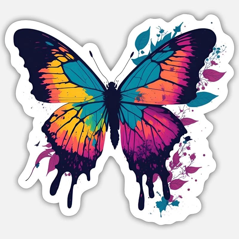 Papillon - Sticker taille S (10 x 10 cm) - blanc mat