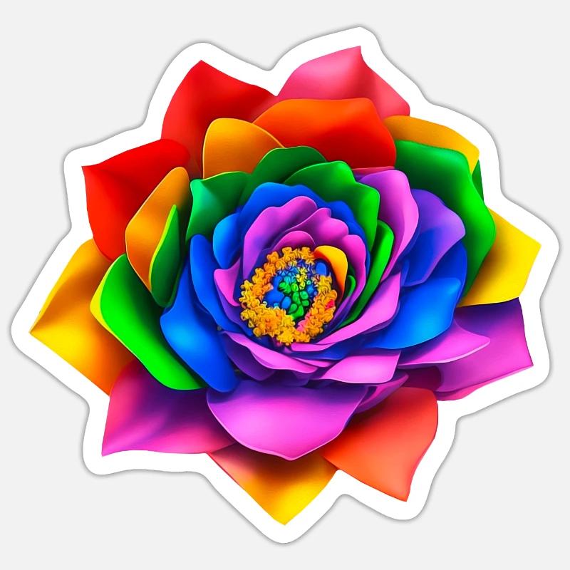 Lebendige 3D Regenbogenblume Sticker Größe S (10 x 10 cm)