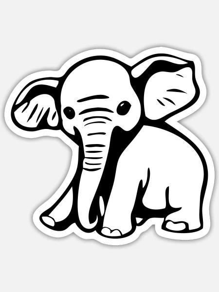 Baby-Elefant im Comic-Stiel - Sticker Größe S (10 x 10 cm) - Mattweiß
