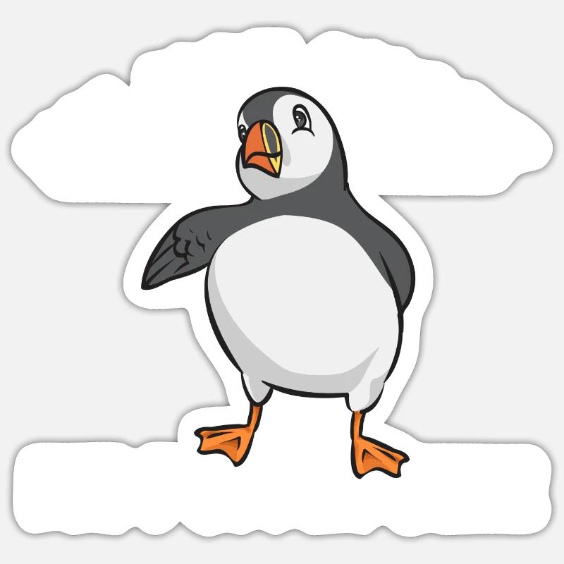 macareux macareux moines oiseaux Lunde - Sticker taille S (10 x 10 cm) - blanc mat