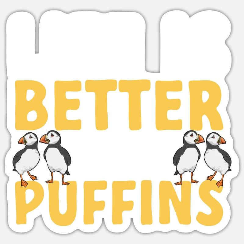 macareux macareux moines oiseaux Lunde - Sticker taille S (10 x 10 cm) - blanc mat