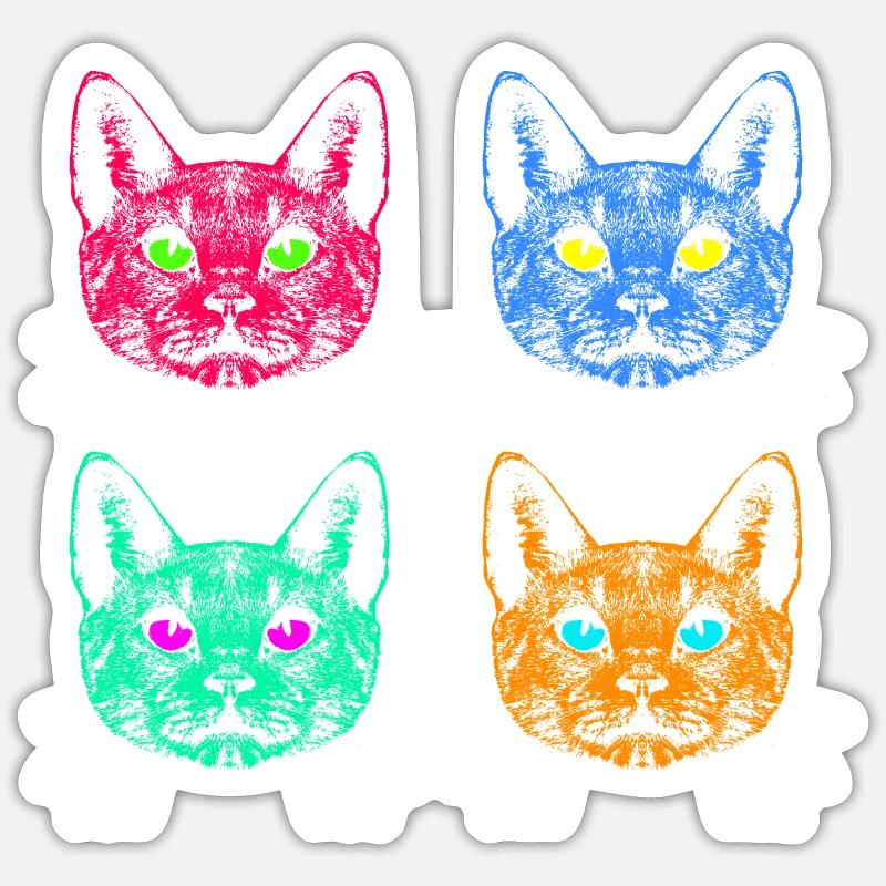 Vier Farben Katzen / Des chats comme Warhol Sticker taille S (10 x 10 cm)