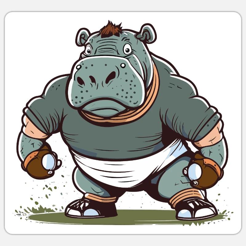 Hippo Scrum Sticker size S (10 x 10 cm)