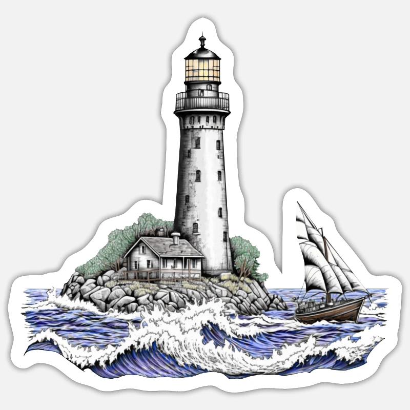 Phare - Sticker taille S (10 x 10 cm) - blanc mat