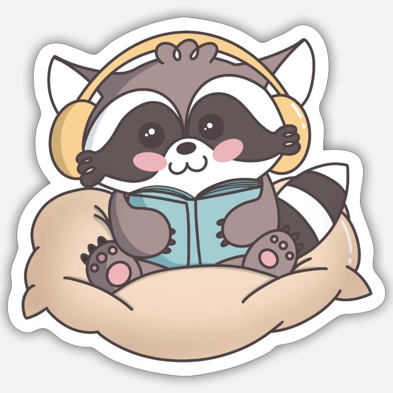 Read-ccoon - Sticker taille S (10 x 10 cm) - blanc mat