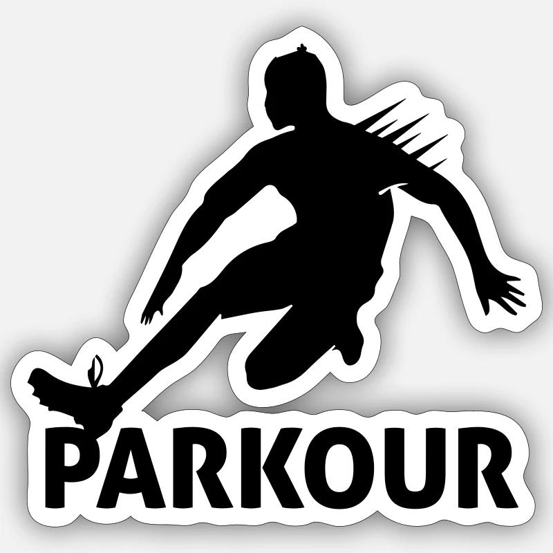 le parkour - Sticker taille S (10 x 10 cm) - blanc mat