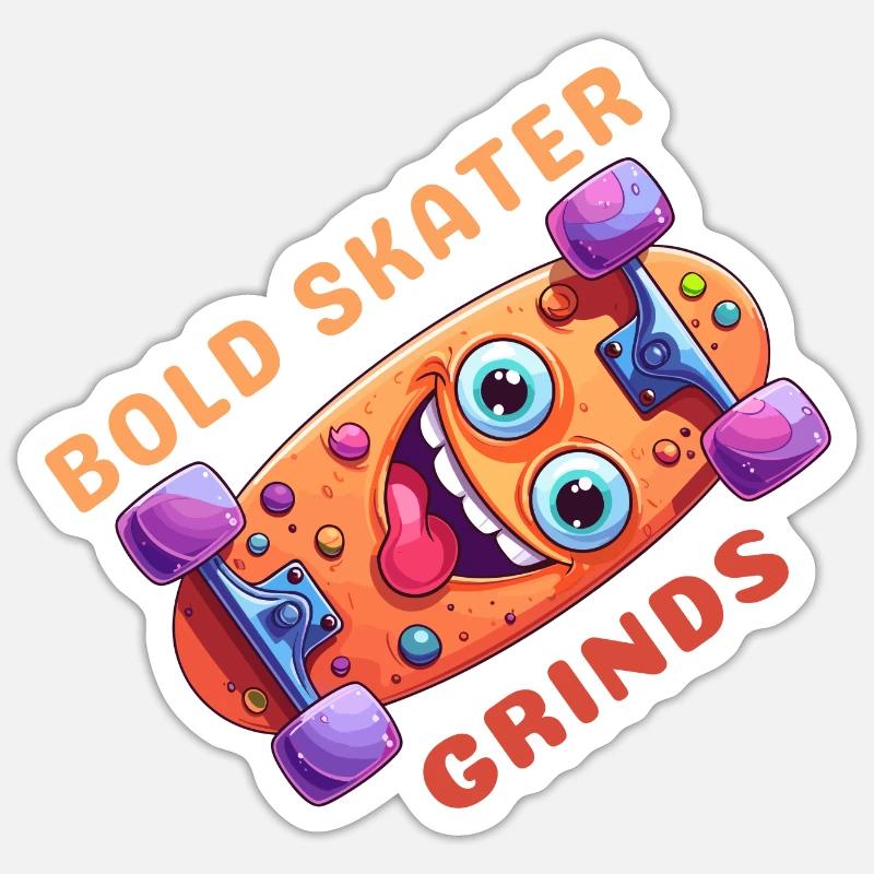 Bold Skater Grinds - Skateboard - Sticker size S (10 x 10 cm) - white matte