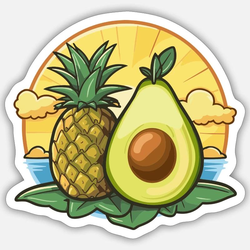 Avocado Pineapple summer - Sticker size S (10 x 10 cm) - white matte