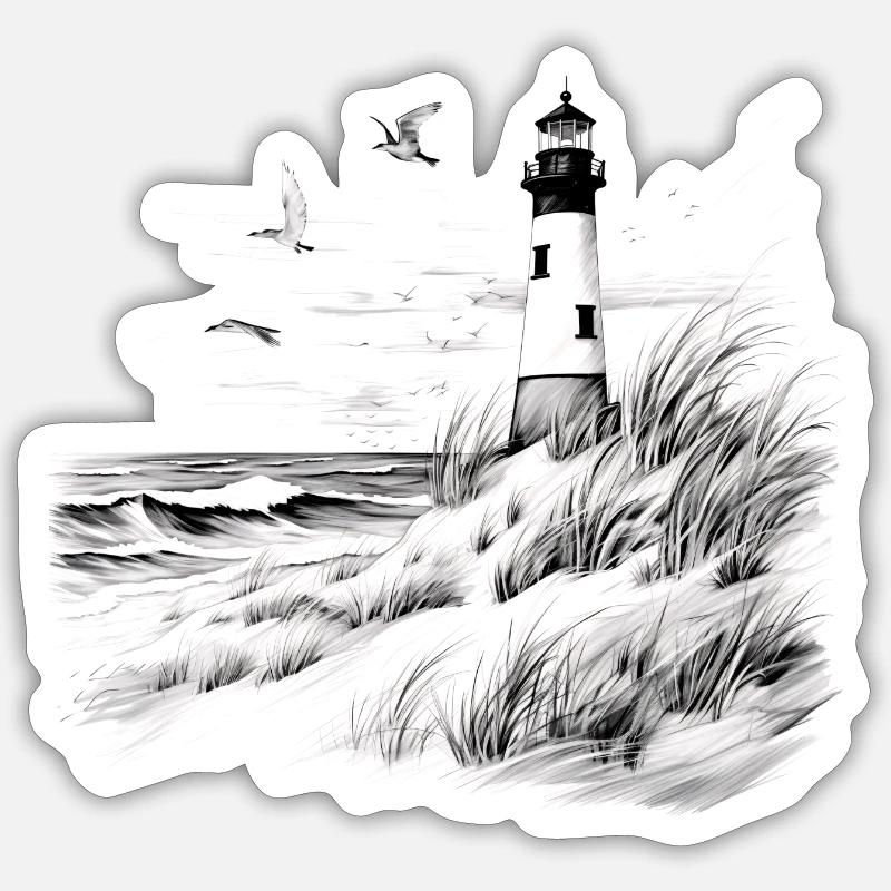 Leuchtturm - Sticker Größe S (10 x 10 cm) - Mattweiß
