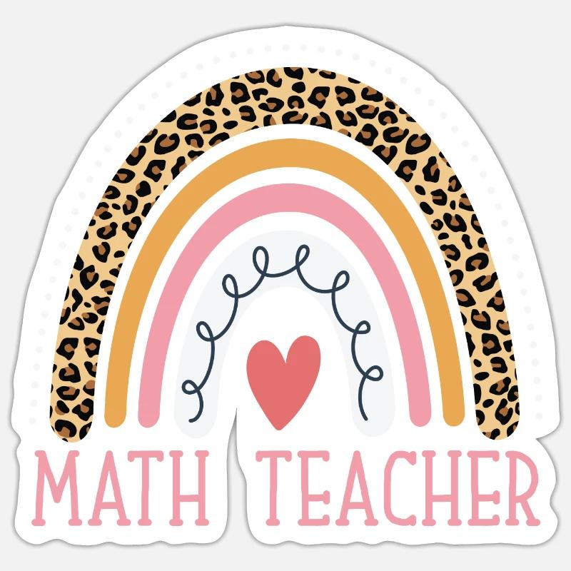 Leopard Rainbow Math Teacher Professor Sticker size S (10 x 10 cm)