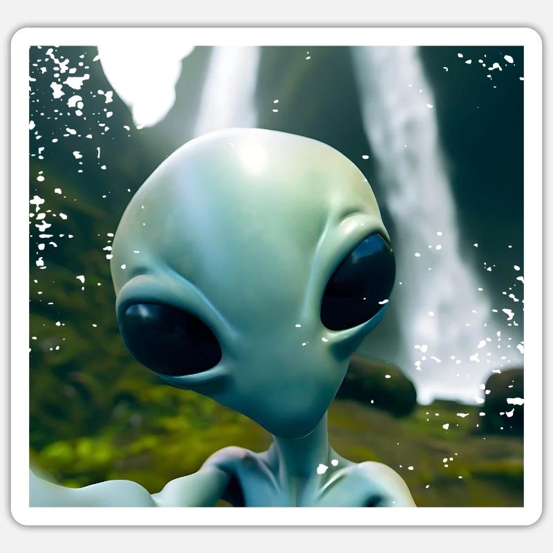 Alien Selfie - À côté de la cascade Sticker taille S (10 x 10 cm)