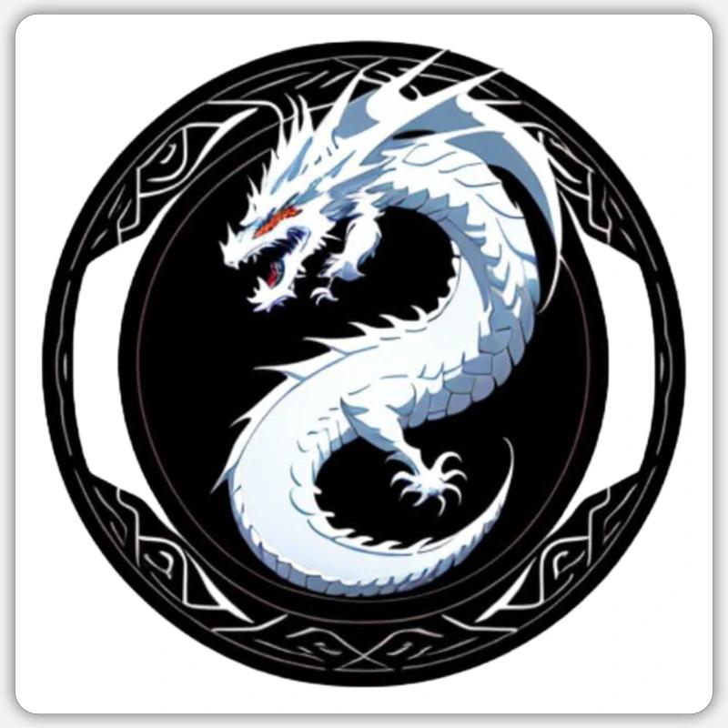 Drachen-Logo - Sticker Größe S (10 x 10 cm) - Mattweiß
