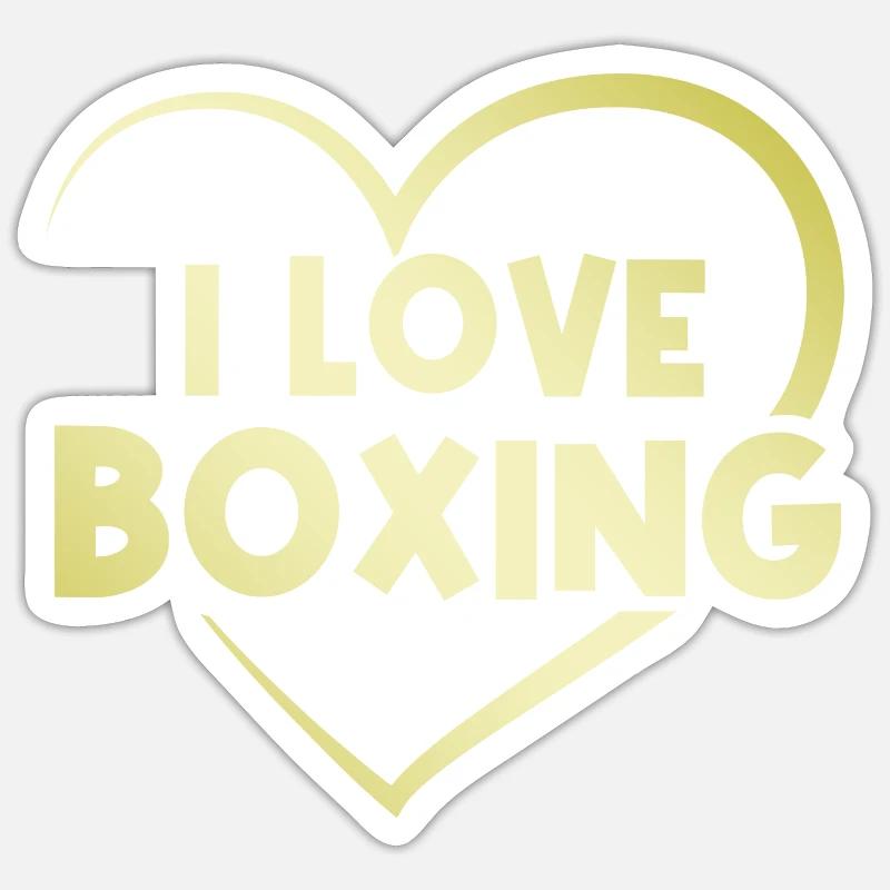 J’adore la boxe - Sticker taille S (10 x 10 cm) - blanc mat