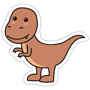 Dinosaure T-Rex Comic - Sticker taille S (10 x 10 cm) - blanc mat - Devant