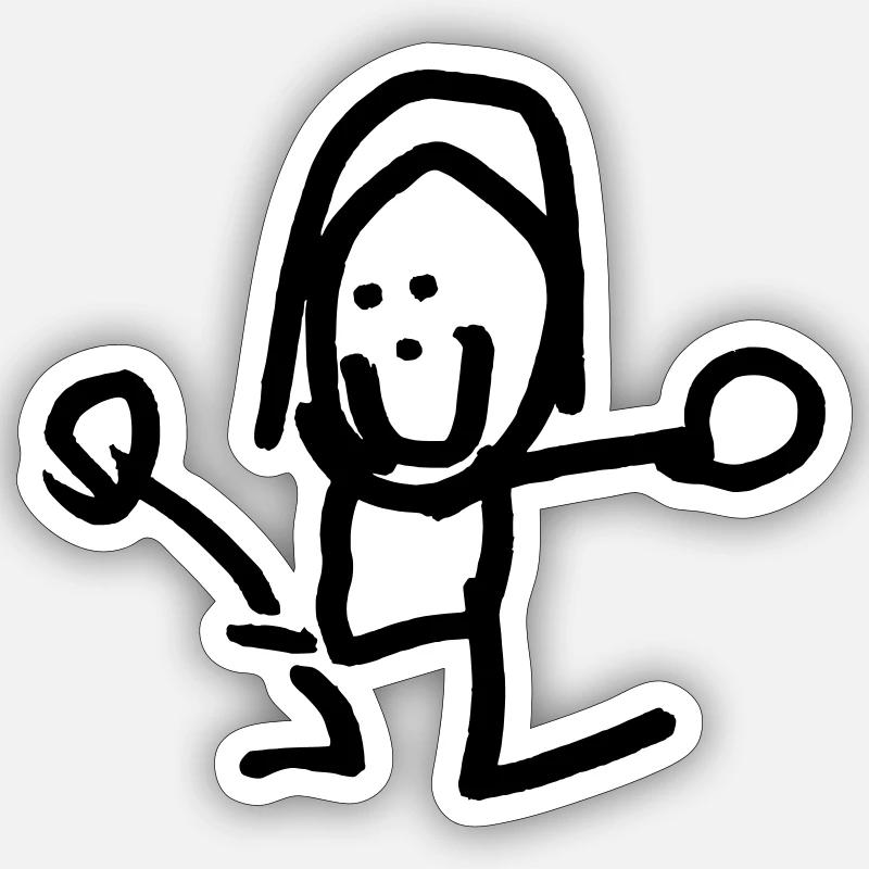 Super cheerful stick doll by B Sticker size S (10 x 10 cm)