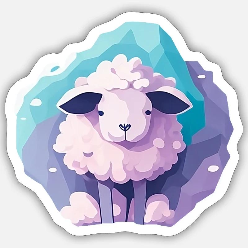 Sleeping sheep - Sticker size S (10 x 10 cm) - white matte
