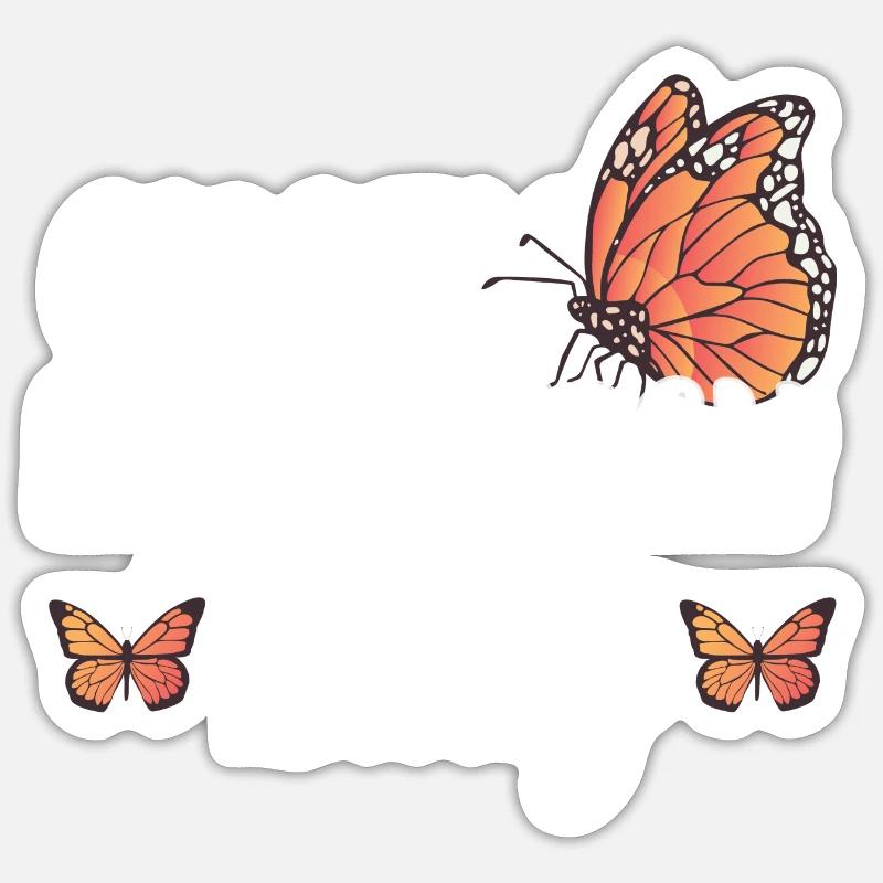 Crazy Monarch Lady - Sticker taille S (10 x 10 cm) - blanc mat