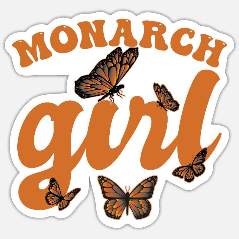 Fille monarque - Sticker taille S (10 x 10 cm) - blanc mat