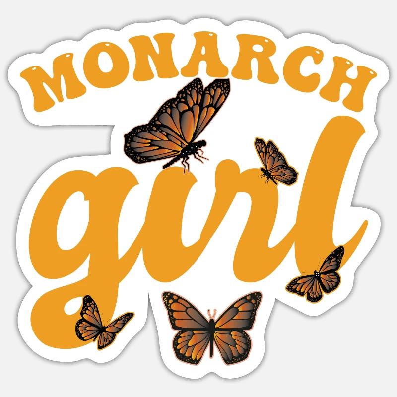 Fille monarque - Sticker taille S (10 x 10 cm) - blanc mat