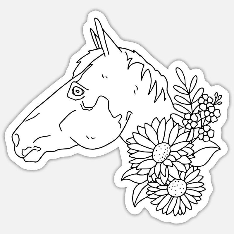 cheval - Sticker taille S (10 x 10 cm) - blanc mat