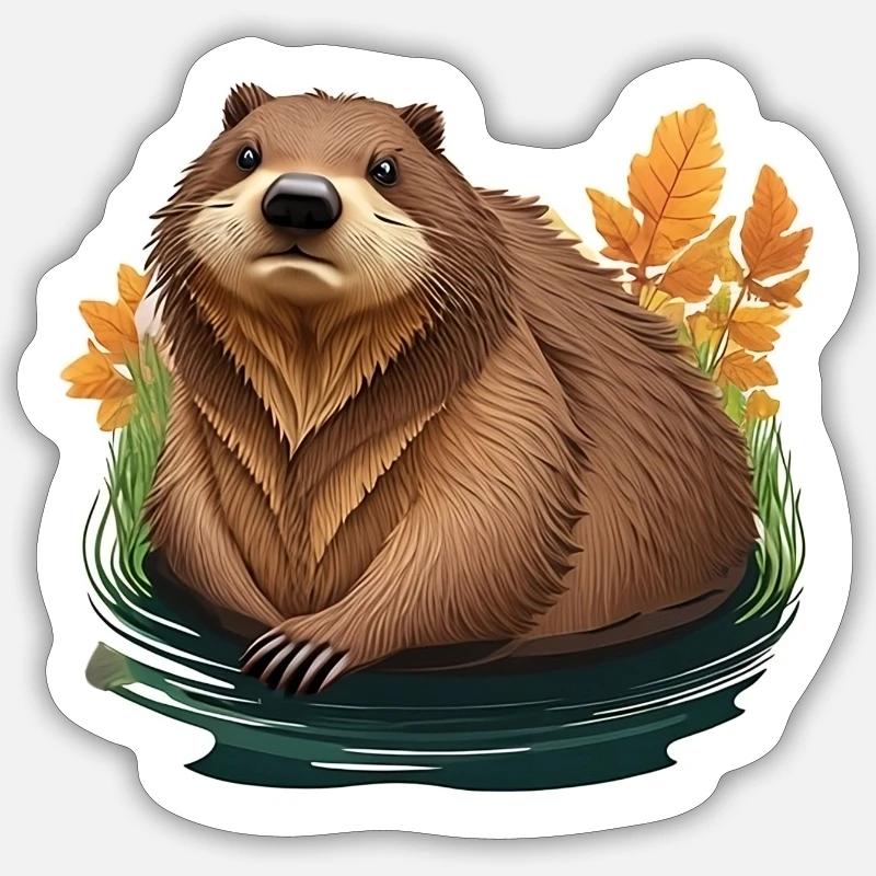 Beaver cute - Sticker size S (10 x 10 cm) - white matte