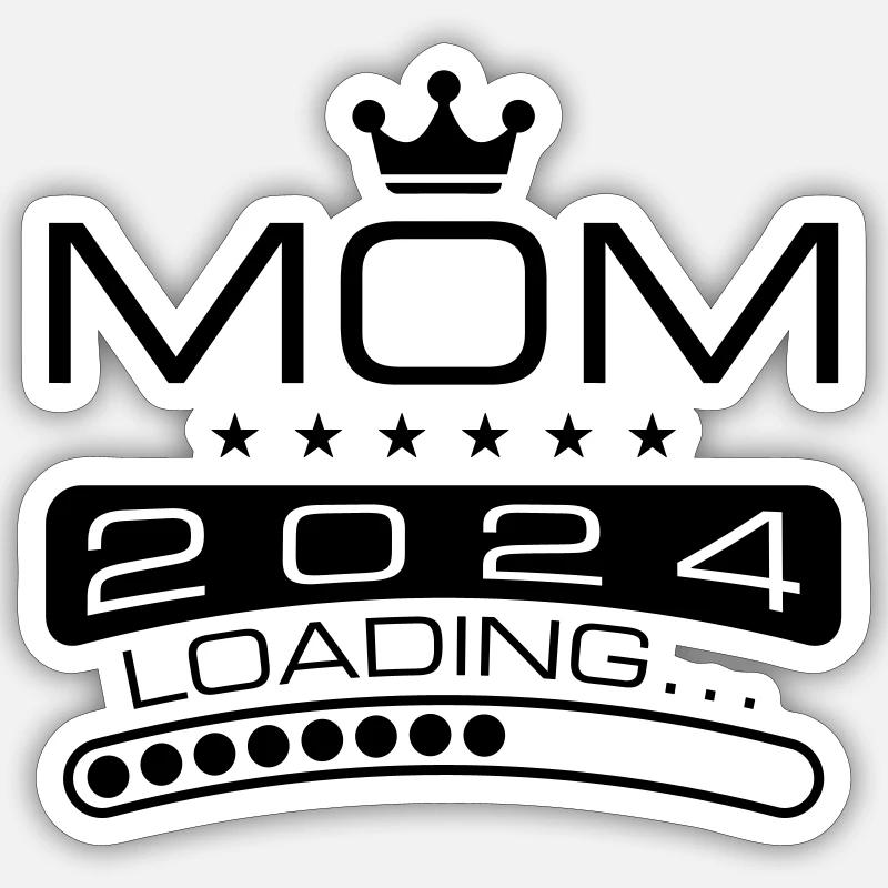 Mama 2024 Loading Mom - Sticker Größe S (10 x 10 cm) - Mattweiß