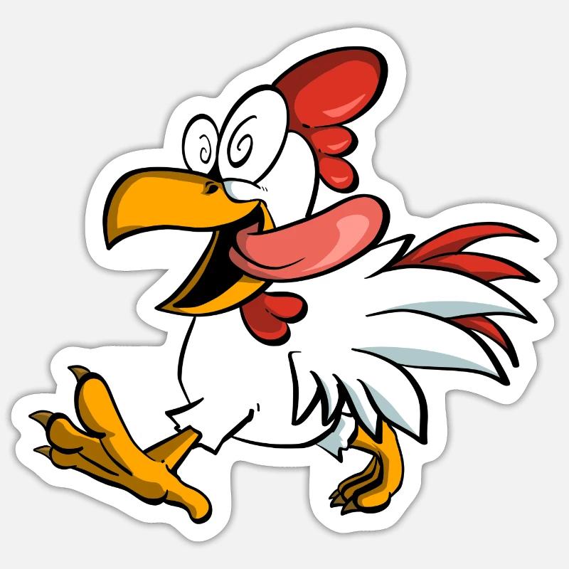 Funny hypnotized chicken - Sticker size S (10 x 10 cm) - white matte