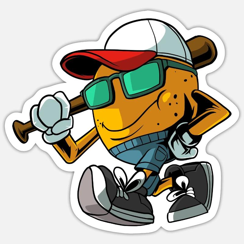 potato baseball player baseball - Sticker size S (10 x 10 cm) - white matte
