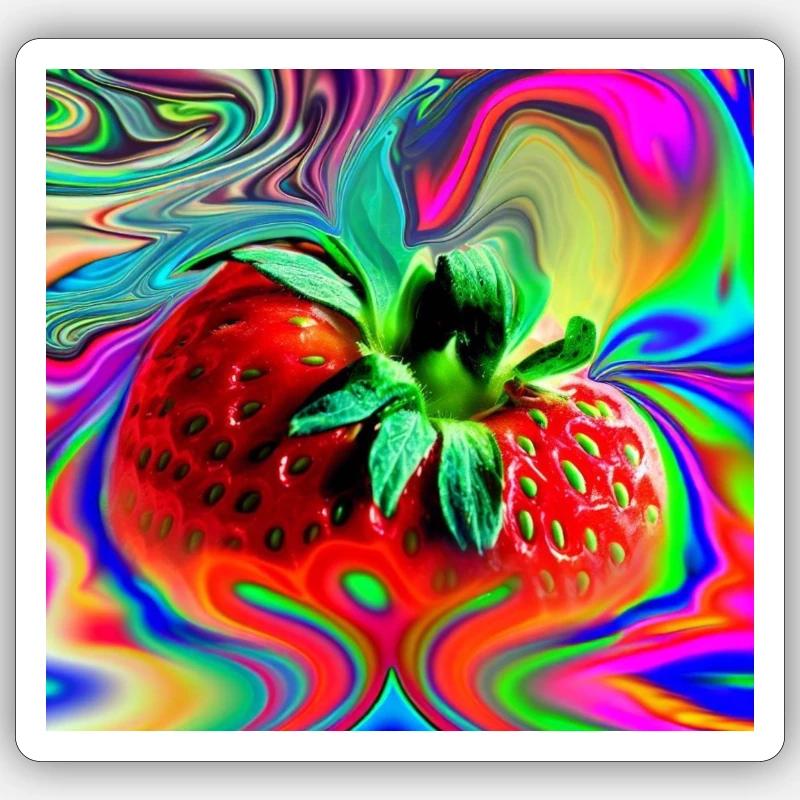 Fraise - Sticker taille S (10 x 10 cm) - blanc mat