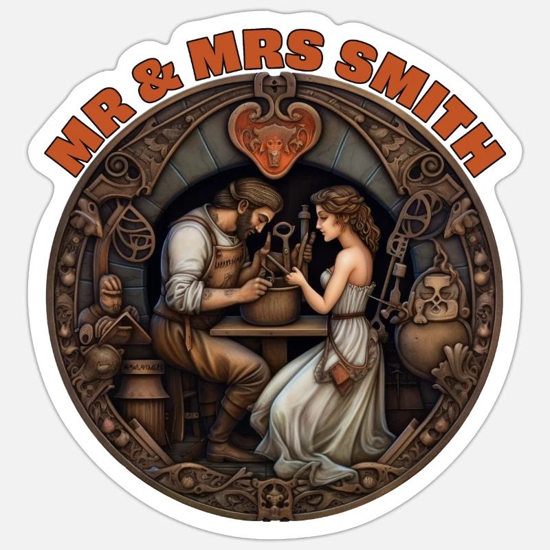 Mr. & Mrs. Smith in den Flitterwochen. Sticker Größe S (10 x 10 cm)