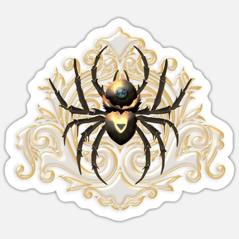 Geniale Steampunk-Spinne - Sticker Größe S (10 x 10 cm) - Mattweiß