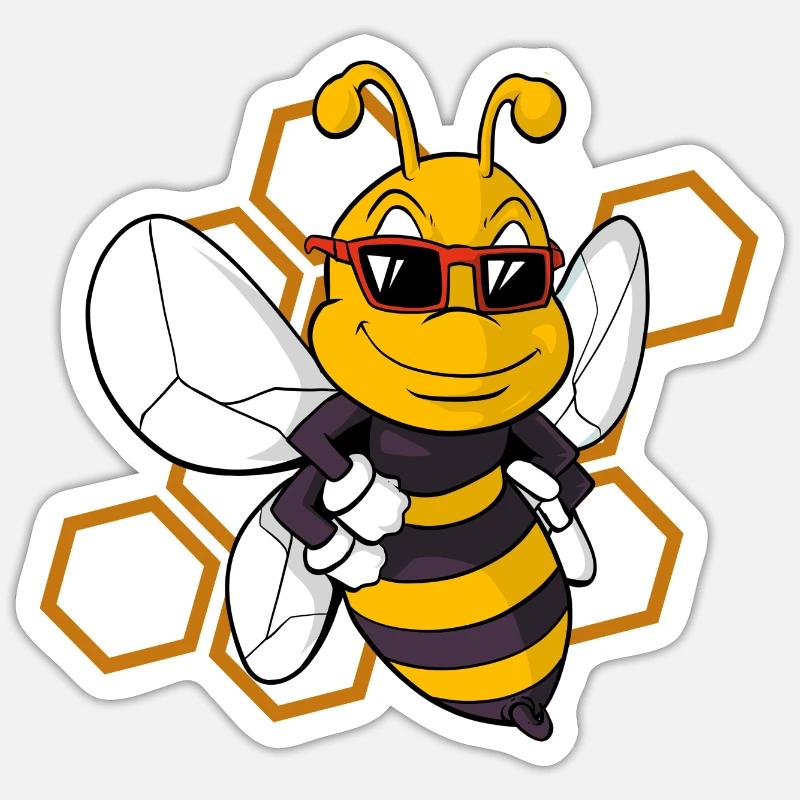 Abeille mignonne guêpe bourdon - Sticker taille S (10 x 10 cm) - blanc mat