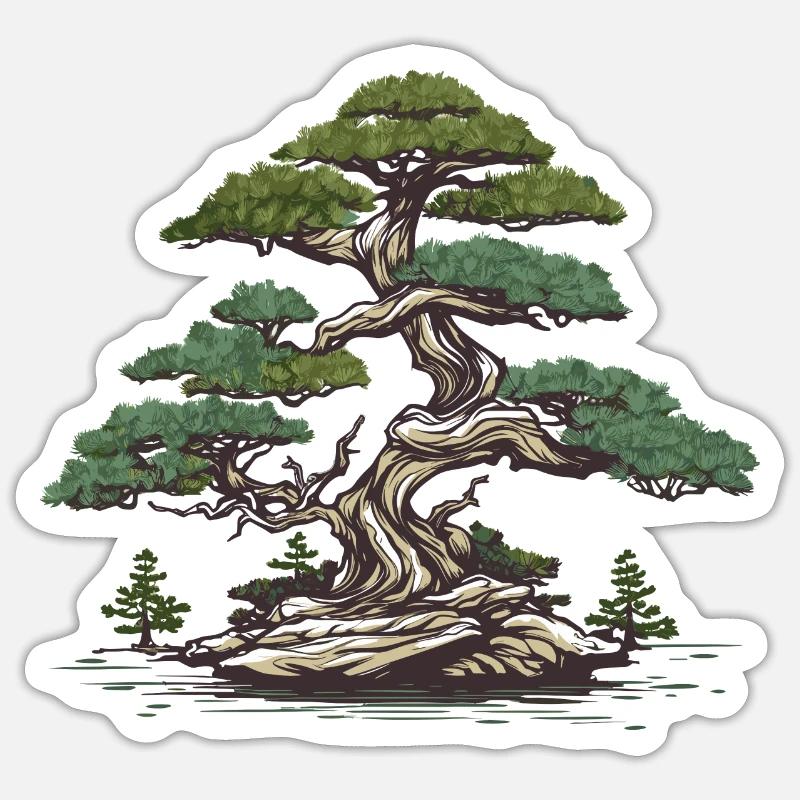 Bonsai tree - Sticker size S (10 x 10 cm) - white matte
