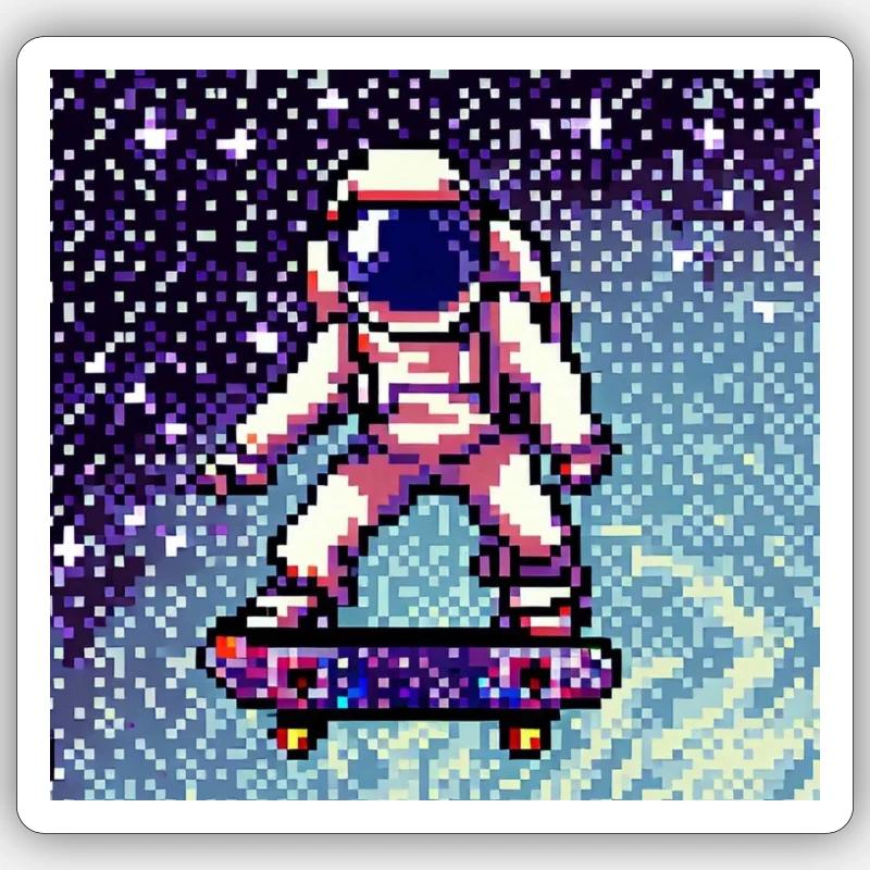 Thème de l’espace - Sticker taille S (10 x 10 cm) - blanc mat