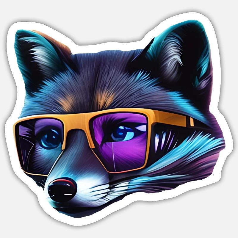 Renard cool - Sticker taille S (10 x 10 cm) - blanc mat