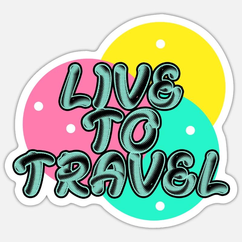 Vivre pour voyager - Sticker taille S (10 x 10 cm) - blanc mat
