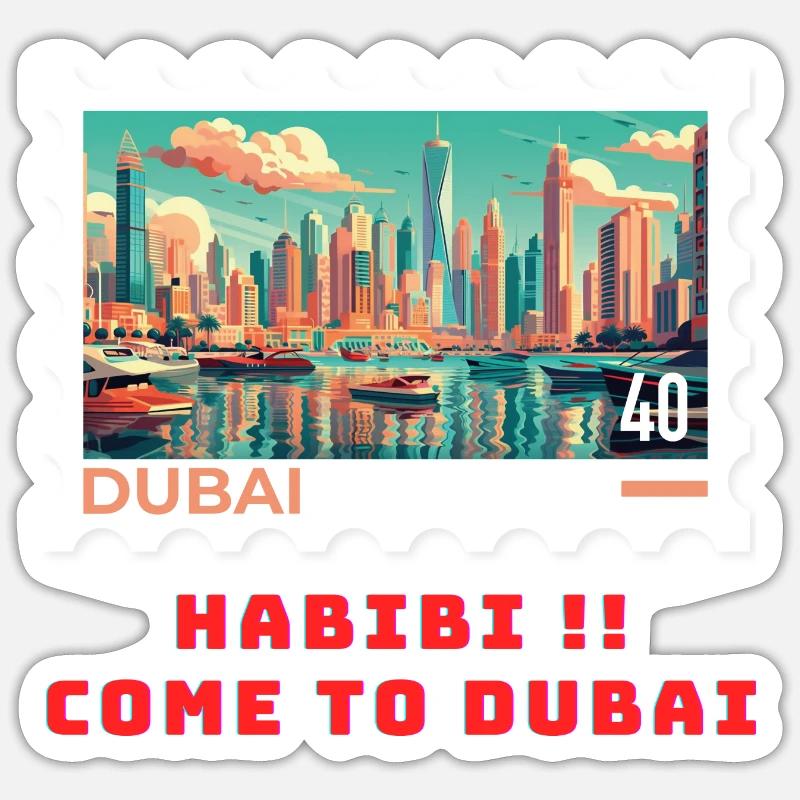 Dubaï - Sticker taille S (10 x 10 cm) - blanc mat