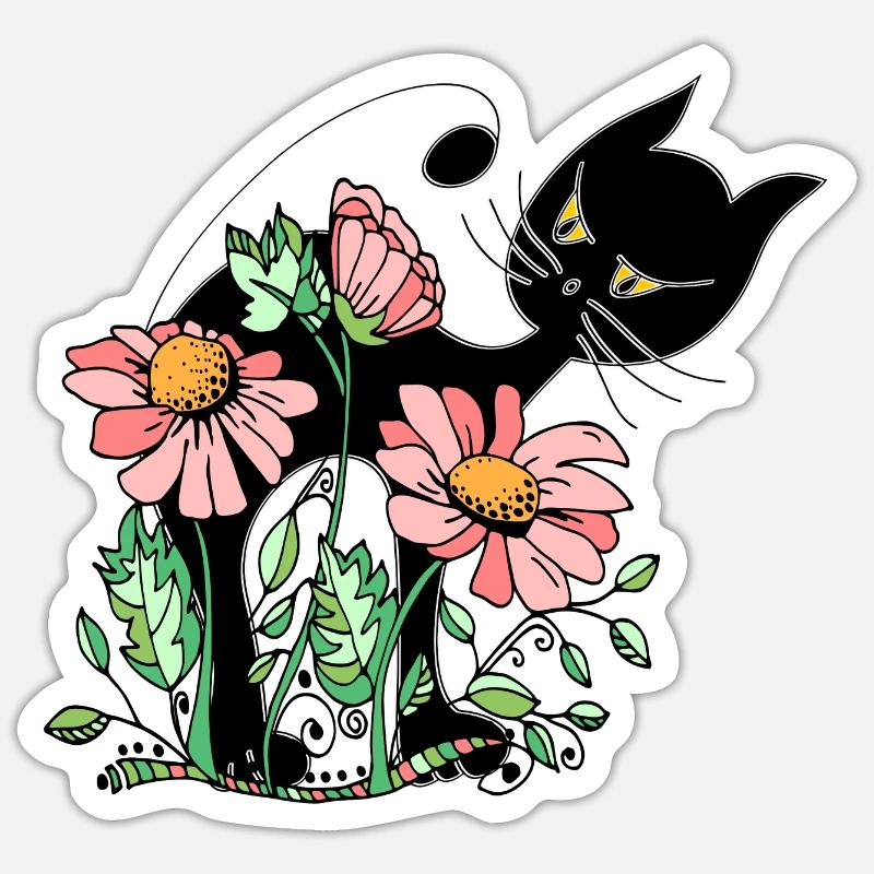 Chat - Sticker taille S (10 x 10 cm) - blanc mat
