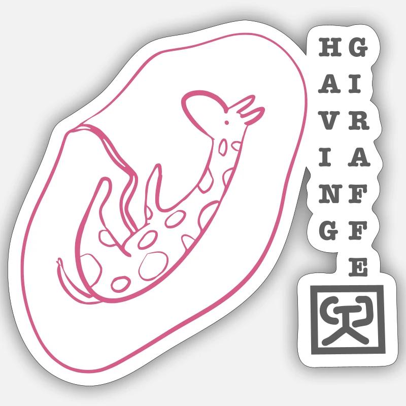 HavingAGiraffePink - Sticker size S (10 x 10 cm) - white matte