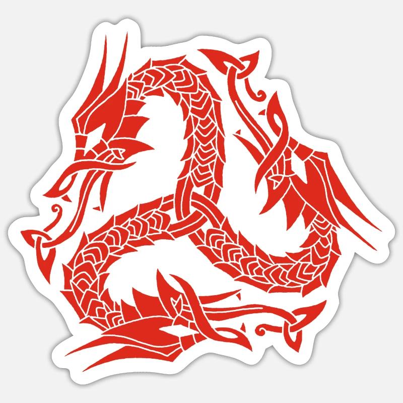 Hydre rouge celte Sticker taille S (10 x 10 cm)