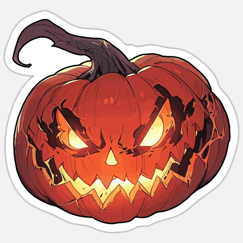 Eerie Glowing Jack-o'-Lantern. - Sticker size S (10 x 10 cm) - white matte