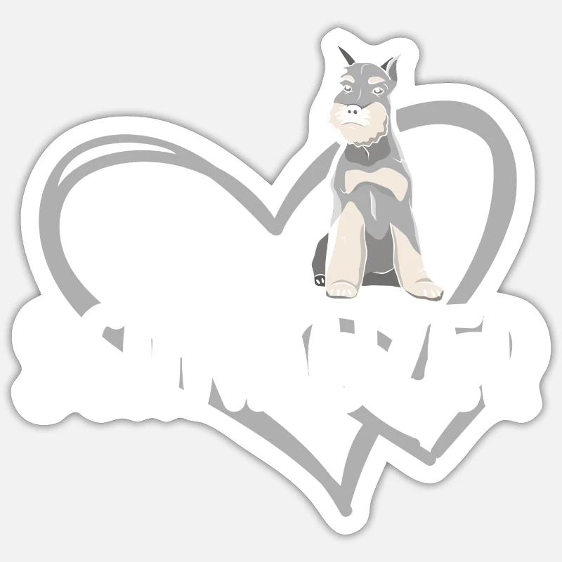 Schnauzer Heart - Sticker Größe S (10 x 10 cm) - Mattweiß