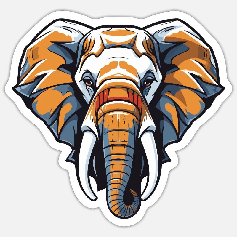 Elephant Head - Sticker size S (10 x 10 cm) - white matte