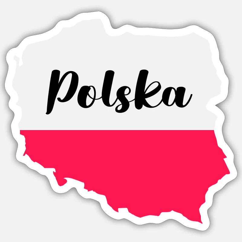 Pologne Polska - Sticker taille S (10 x 10 cm) - blanc mat