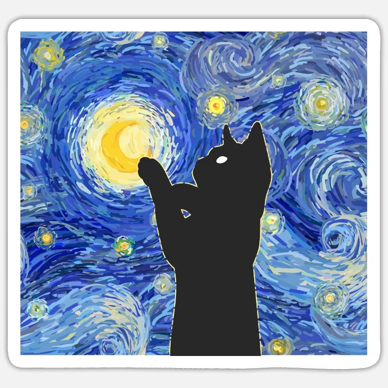Vincent Van Gogh Chat Sticker taille S (10 x 10 cm)