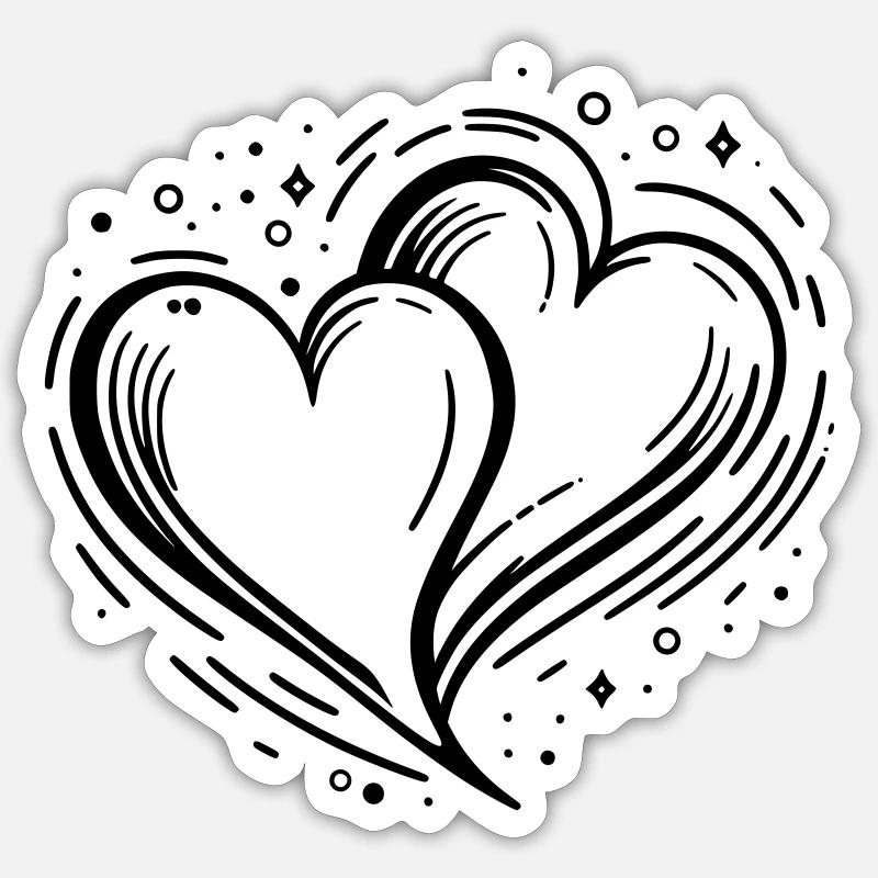 Two Glitter Hearts - Sticker size S (10 x 10 cm) - white matte