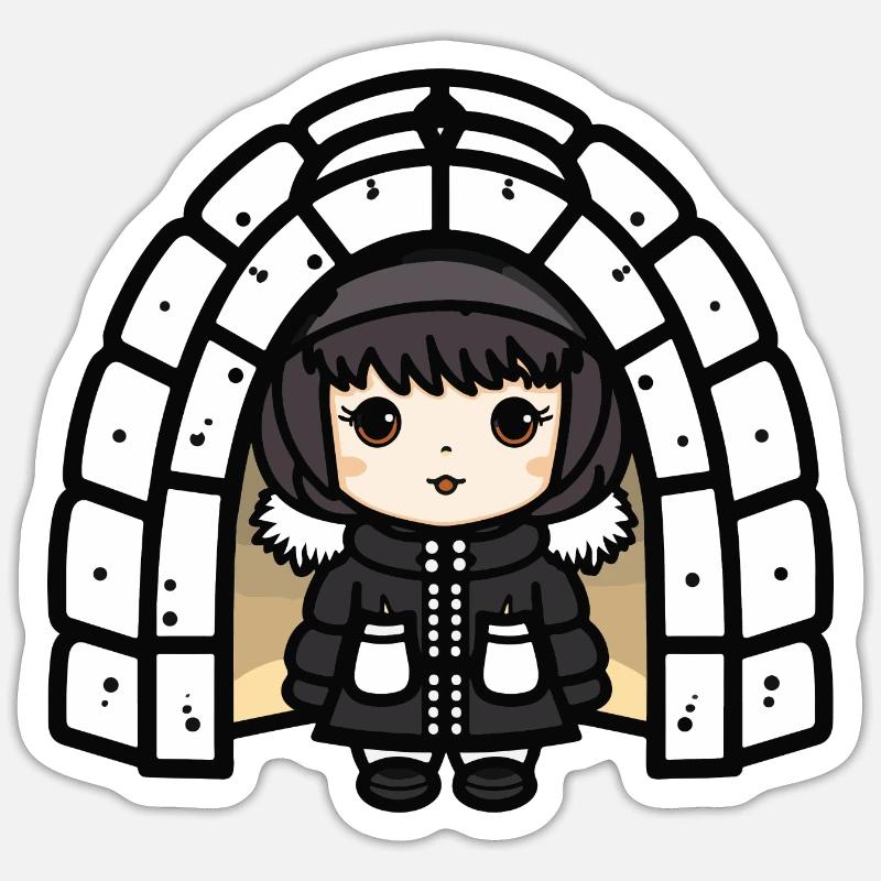 Igloo Eskimo Winter Comic - Sticker size S (10 x 10 cm) - white matte