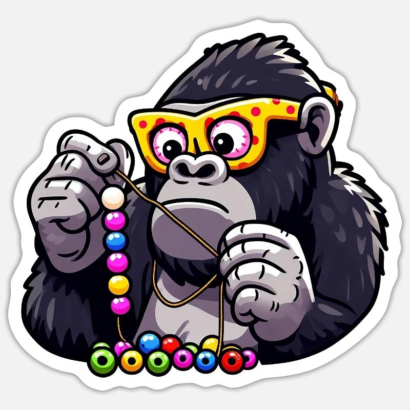 Gorilla-Perlen auffädeln - Sticker Größe S (10 x 10 cm) - Mattweiß