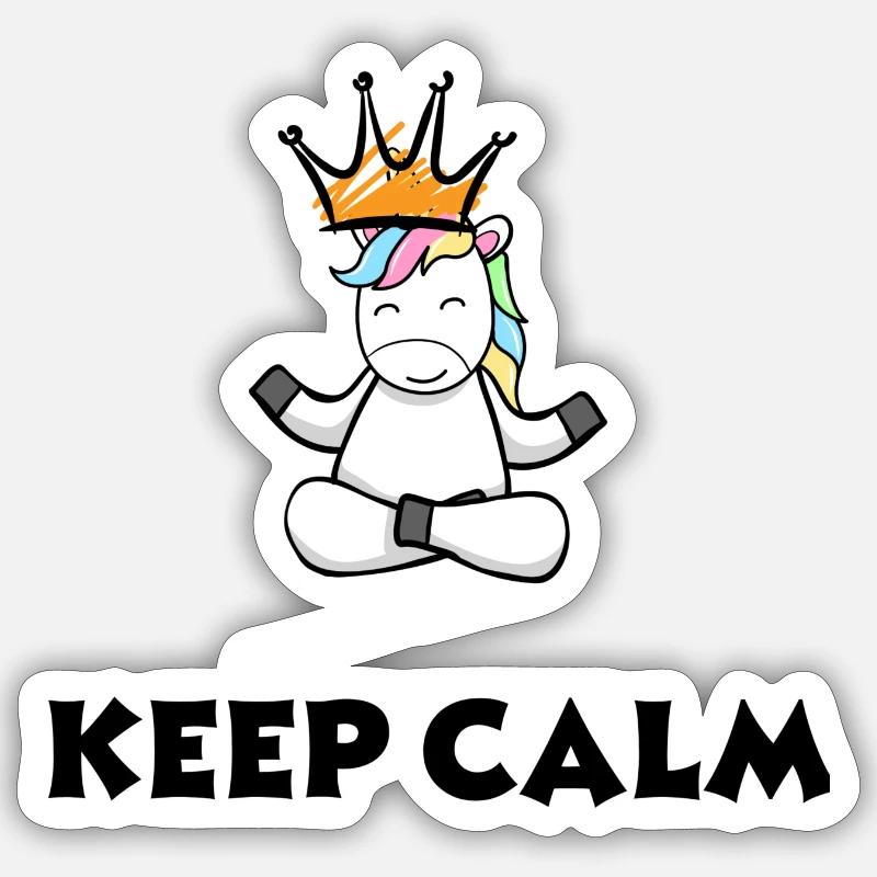 keep calm Einhorn - Sticker Größe S (10 x 10 cm) - Mattweiß